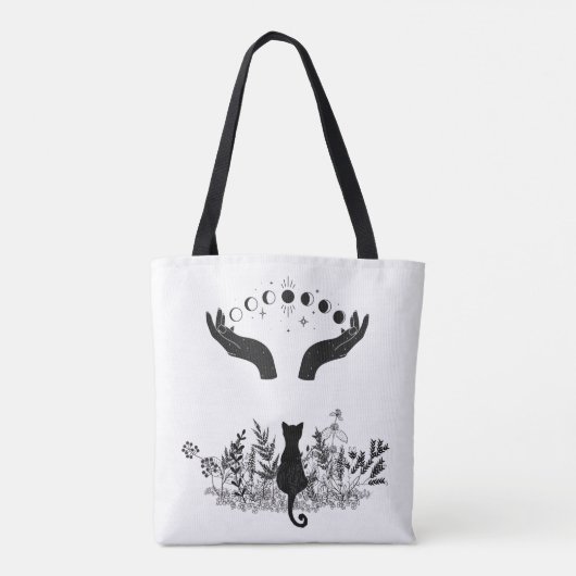 Celestial Moon Phases Cat Tote Bag (Achterkant)