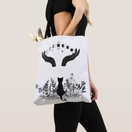 Celestial Moon Phases Cat Tote Bag (Dichtbij)