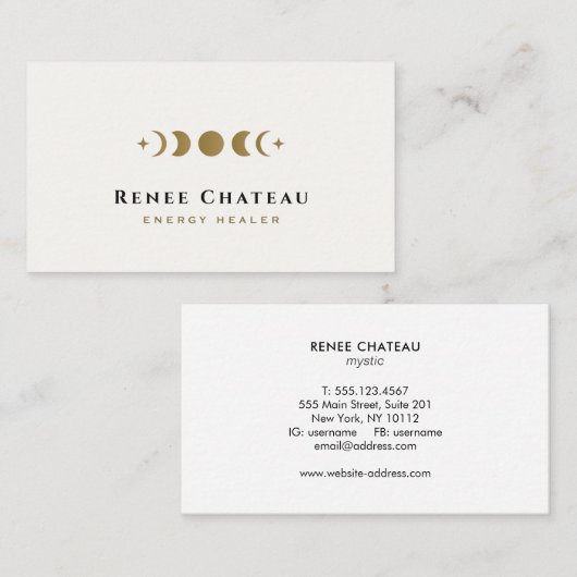 Celestial Moon Phases Energy Healer Visitekaartje (Voorkant / Achterkant)