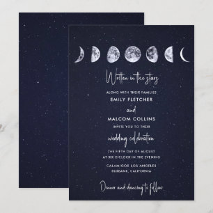 Celestial Moon Phases in Stars Wedding Kaart