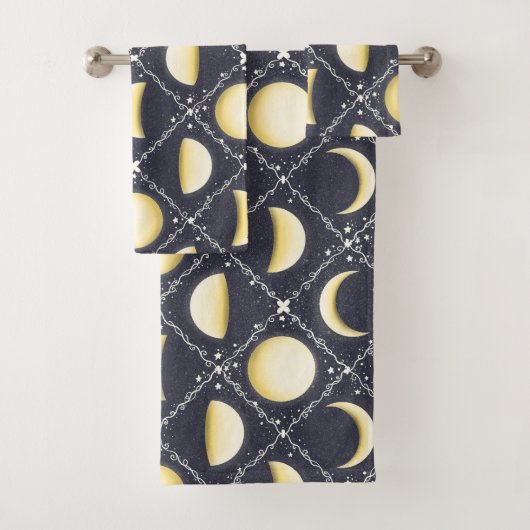 Celestial Moon Phases Pattern Bad Handdoek (Insitu)