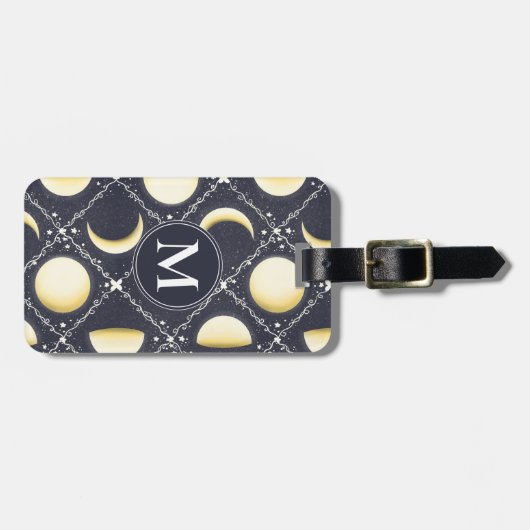 Celestial Moon Phases Pattern Bagagelabel (Voorkant horizontaal)