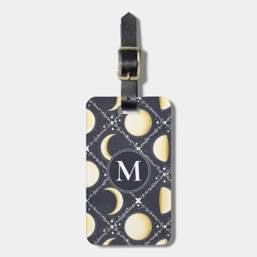 Celestial Moon Phases Pattern Bagagelabel (Voorkant verticaal)