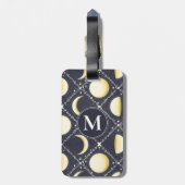 Celestial Moon Phases Pattern Bagagelabel (Achterkant verticaal)