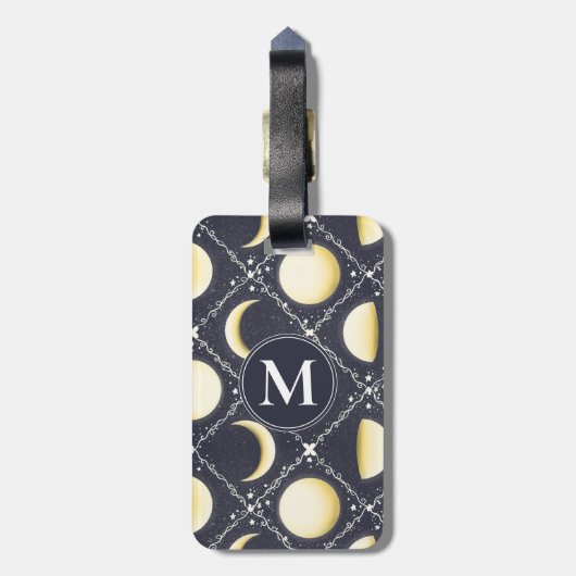 Celestial Moon Phases Pattern Bagagelabel (Achterkant verticaal)