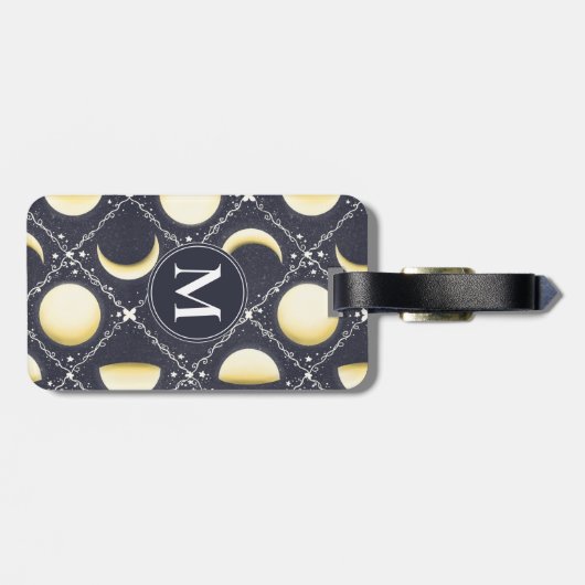 Celestial Moon Phases Pattern Bagagelabel (Achterkant horizontaal)