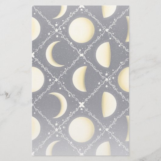 Celestial Moon Phases Pattern Briefpapier (Voorkant)
