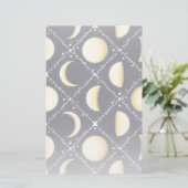 Celestial Moon Phases Pattern Briefpapier (Staand voorkant)