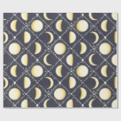 Celestial Moon Phases Pattern Cadeaupapier (Vlak)