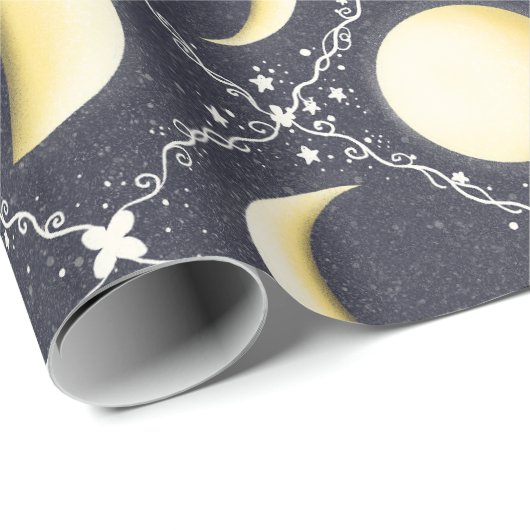 Celestial Moon Phases Pattern Cadeaupapier (Rol Hoek)