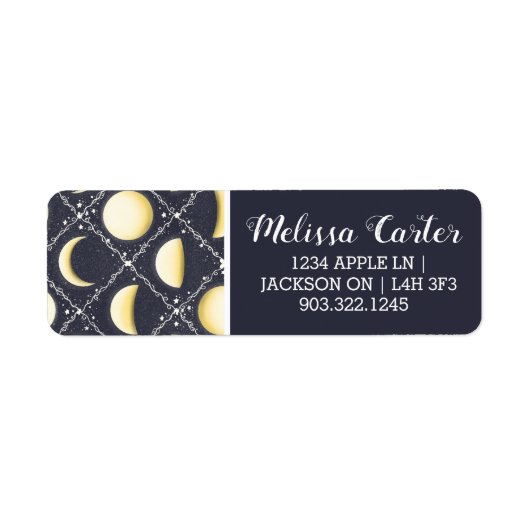 Celestial Moon Phases Pattern Etiket (Voorkant)