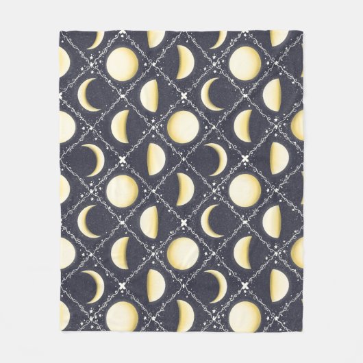Celestial Moon Phases Pattern Fleece Deken (Voorkant)
