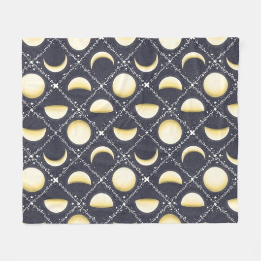 Celestial Moon Phases Pattern Fleece Deken (Voorkant (Horizontaal))