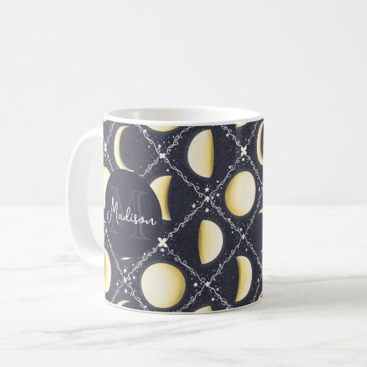Celestial Moon Phases Pattern Koffiemok (Voorkant links)
