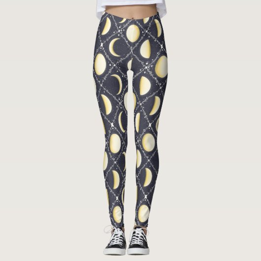 Celestial Moon Phases Pattern Leggings (Voorkant)