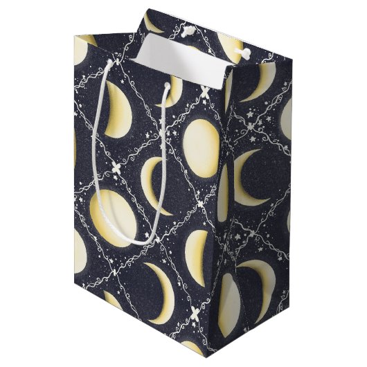 Celestial Moon Phases Pattern Medium Cadeauzakje (Voorkant Gekanteld)