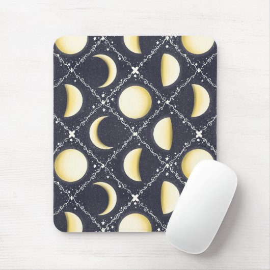 Celestial Moon Phases Pattern Muismat (Met muis)