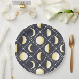 Celestial Moon Phases Pattern Papieren Bordje