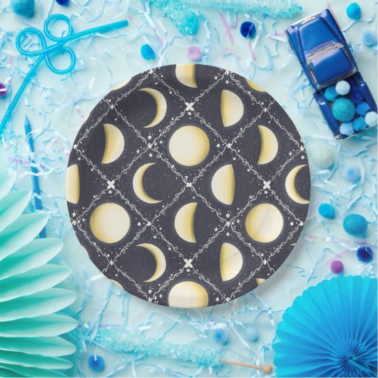 Celestial Moon Phases Pattern Papieren Bordje (Feest)