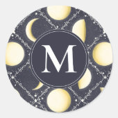 Celestial Moon Phases Pattern Ronde Sticker (Voorkant)