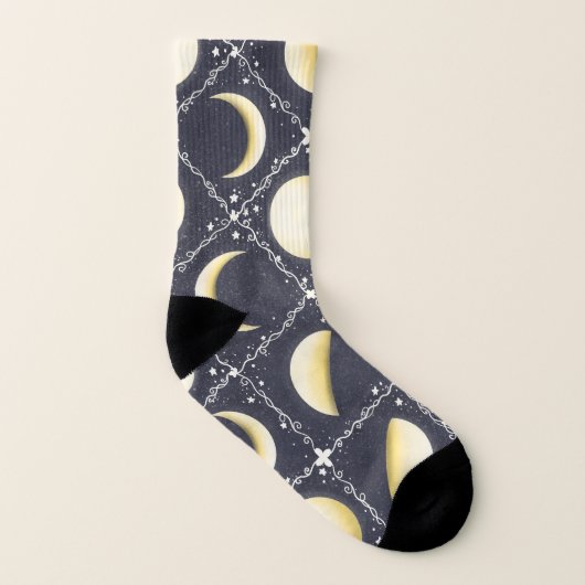 Celestial Moon Phases Pattern Sokken (Links binnenkant)