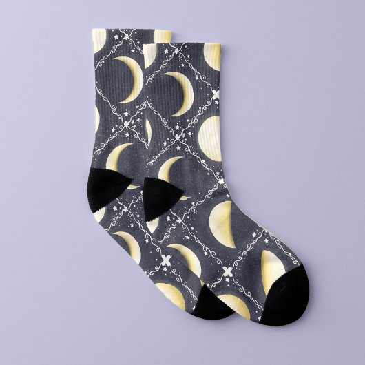 Celestial Moon Phases Pattern Sokken