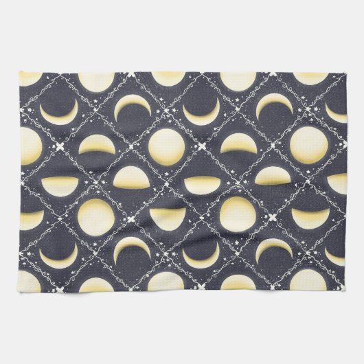 Celestial Moon Phases Pattern Theedoek (Horizontaal)