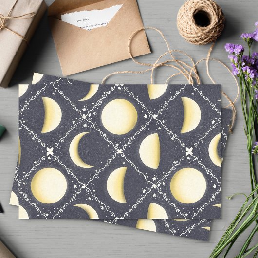 Celestial Moon Phases Pattern Tissuepapier