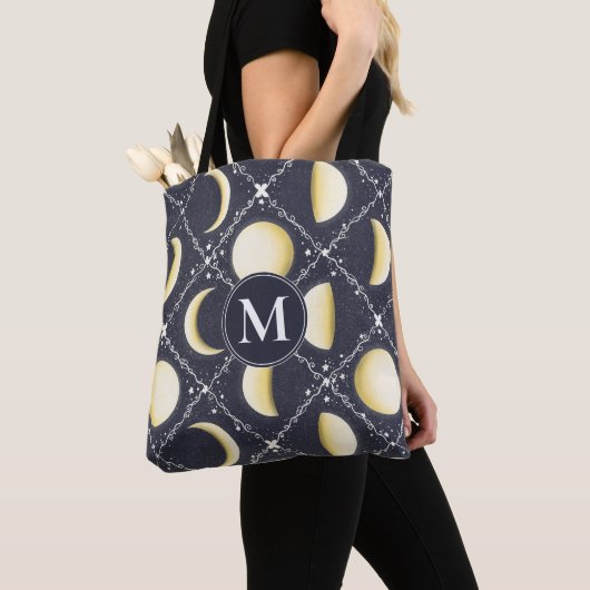 Celestial Moon Phases Pattern Tote Bag (Dichtbij)