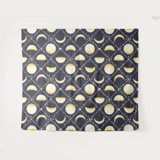 Celestial Moon Phases Pattern Wandkleed (Voorkant (horizontaal))