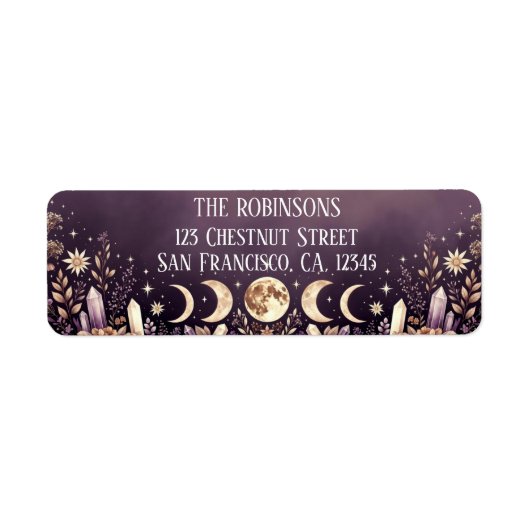 Celestial Moon Phases Return Address Labels (Voorkant)