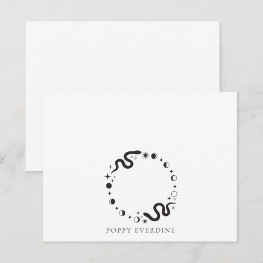 Celestial Moon Phases Snake gepersonaliseerd Notitiekaartje (Voorkant / Achterkant)