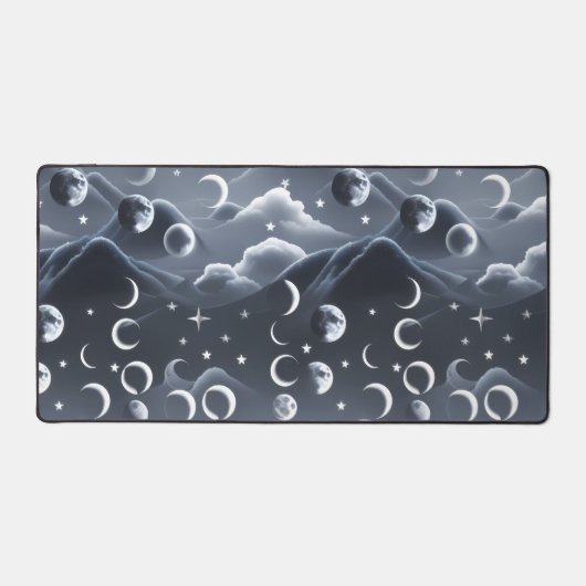 Celestial Moon Phases Soft Grey Luxury Aesthetic Bureaumat (Voorkant)