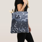Celestial Moon Phases Soft Grey Luxury Aesthetic Tote Bag (Dichtbij)