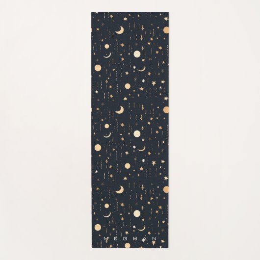 Celestial Moon Phases Stars Gouden Monogram Yoga M Yogamat (Voorkant)
