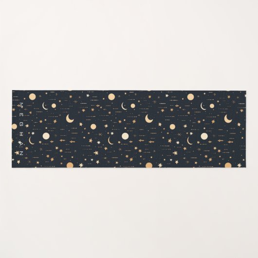 Celestial Moon Phases Stars Gouden Monogram Yoga M Yogamat (Voorkant (horizontaal))