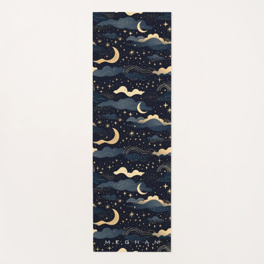 Celestial Moon Phases Stars Gouden Monogram Yoga M Yogamat (Voorkant)