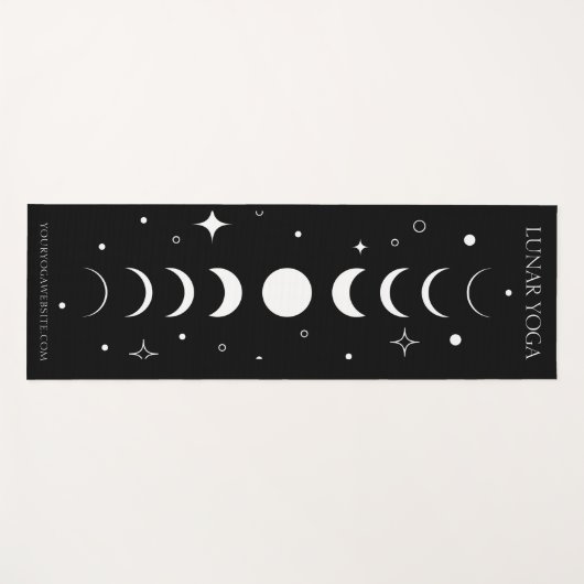 Celestial Moon Phases Stars Lunar Black Yogamat (Voorkant (horizontaal))