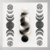 Celestial Moon Phases Triptych Poster | Abstract  (Voorkant)