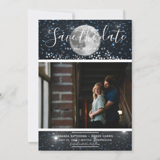 Celestial Moon Photo Save the Date Invite (Voorkant)