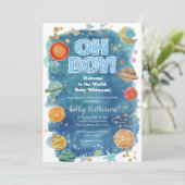 Celestial Moon Planet Space Baby Shower  Kaart (Staand voorkant)