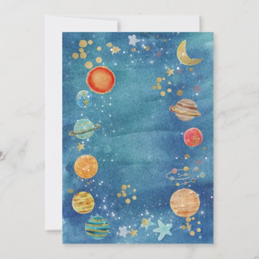 Celestial Moon Planet Space Baby Shower  Kaart (Achterkant)