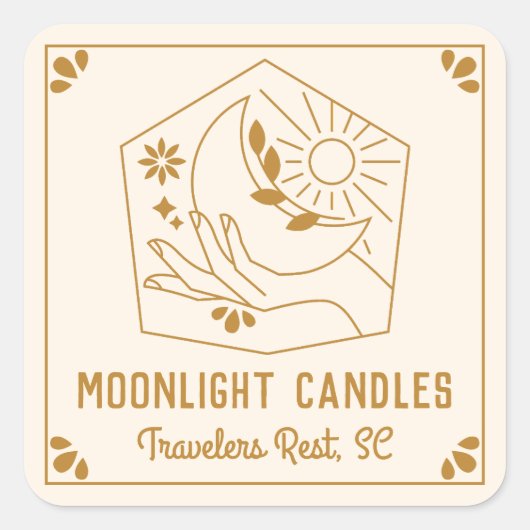 Celestial Moon Productlabel Vierkante Sticker (Voorkant)