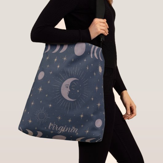Celestial Moon Ritual Patroon | Kosmische Vrouwen  Crossbody Tas (Dichtbij)