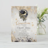 Celestial  Moon Roses Stars Quinceanera  Kaart (Staand voorkant)