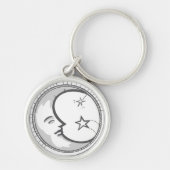Celestial Moon Round Metal Sleutelhanger (Voorkant)