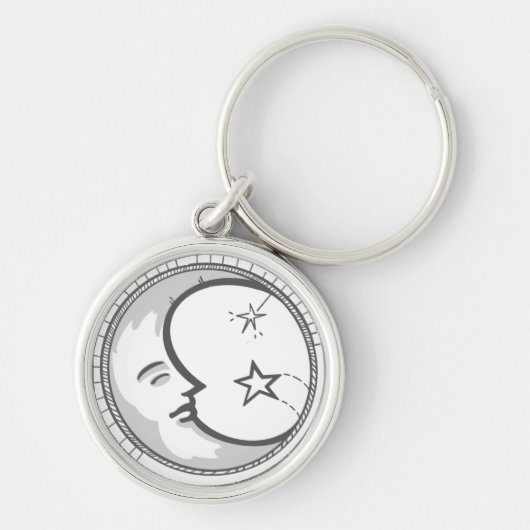 Celestial Moon Round Metal Sleutelhanger (Voorkant)