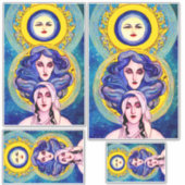 Celestial Moon Sisters Fantasy Abstract Art Sticker (Voorkant)