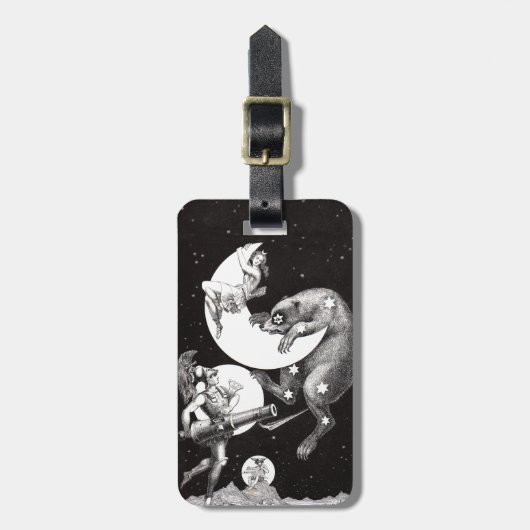 Celestial Moon Sky Universe God Night Illustration Bagagelabel (Voorkant verticaal)