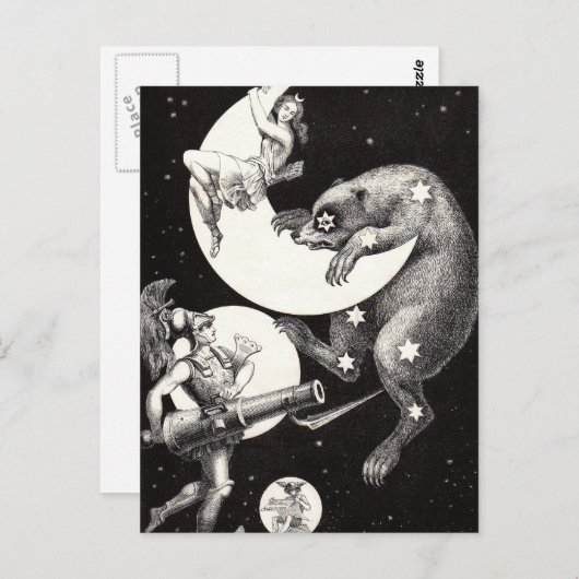 Celestial Moon Sky Universe God Night Illustration Briefkaart (Voorkant / Achterkant)